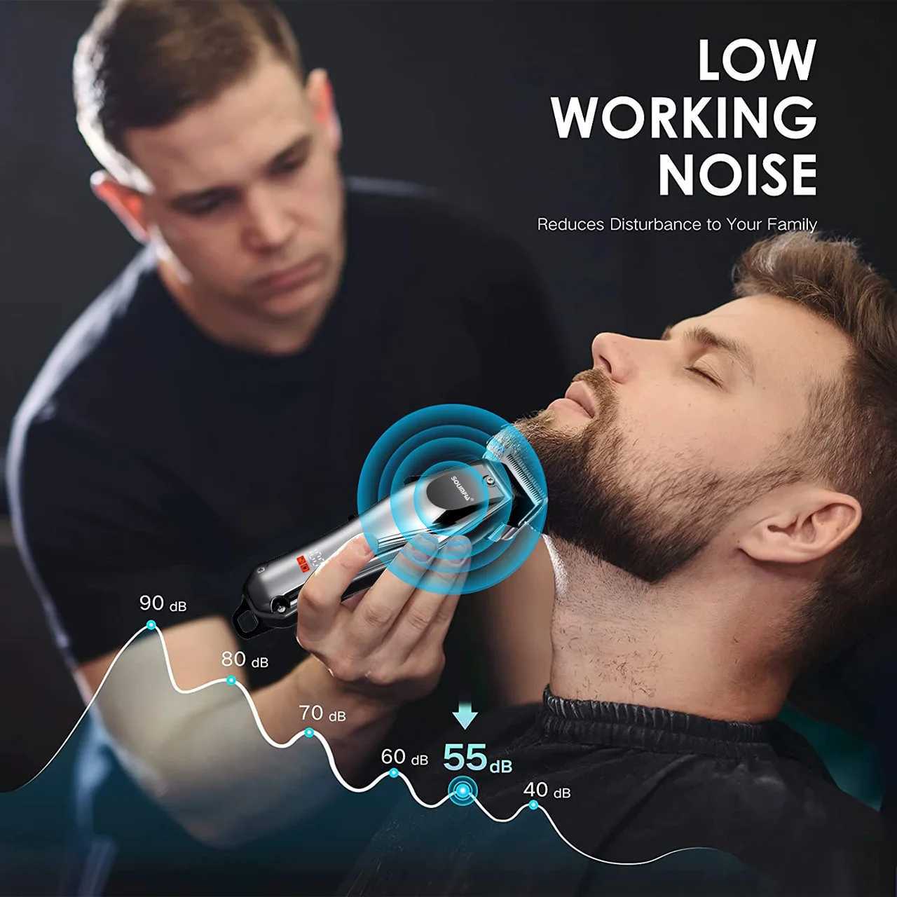 Solimpia Professional Hair Clipper for Men Rechargeable Cordless Electric Beard Hair Trimmer Barber Cutting Machine Grooming KitXJ250624