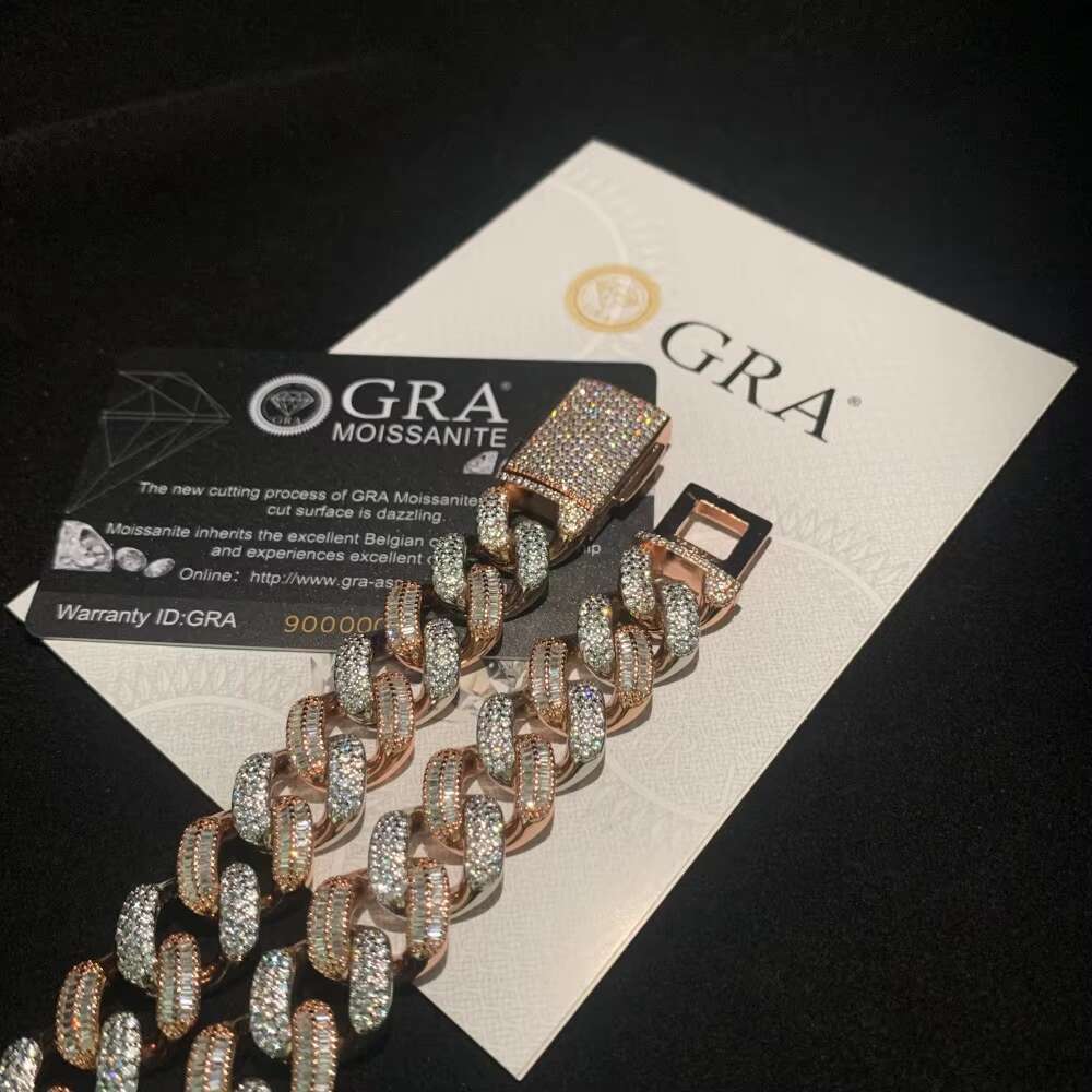 Wholesale Price 925 Sterling Silver VVS Moissanite Diamond Iced Hip Hop Necklace Miami Cuban Link Chain for Anniversary Jewelry