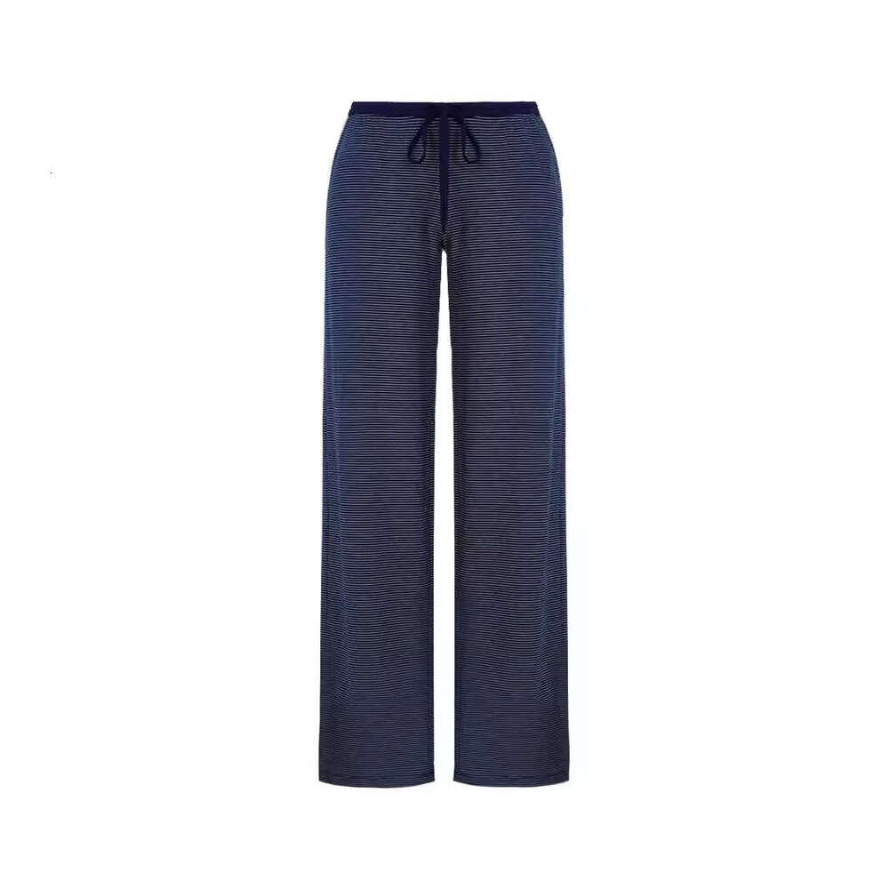 Trendy Niche Striped Design For Women With Drawstring Loose Casual Straight Draped Floor-Length Pants B5