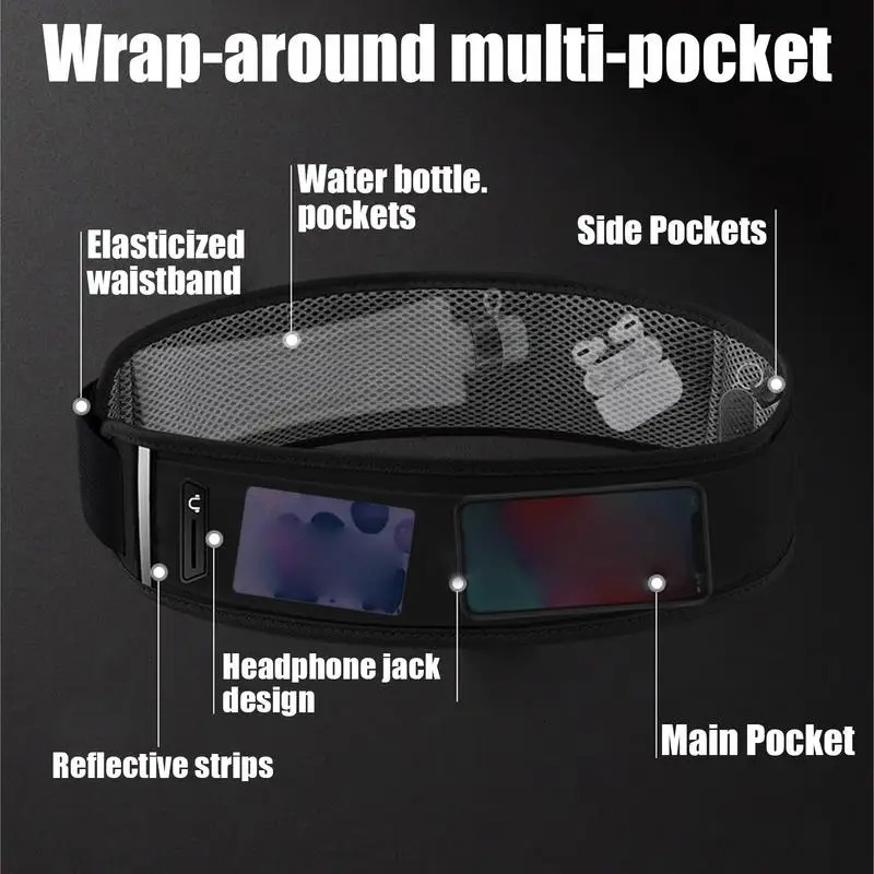 Slim Running Pouch Belt Adjustable Bag Waist Slim Fanny Pack Large Capacity Outdoor Sports Equipment Organizer Runners Pouch For 250624