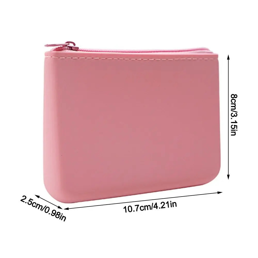 Mini Multifunction Rectangular Wallet Zipper Silicone Coin Purse Space Saving Waterproof Travel Pouch Students R250624