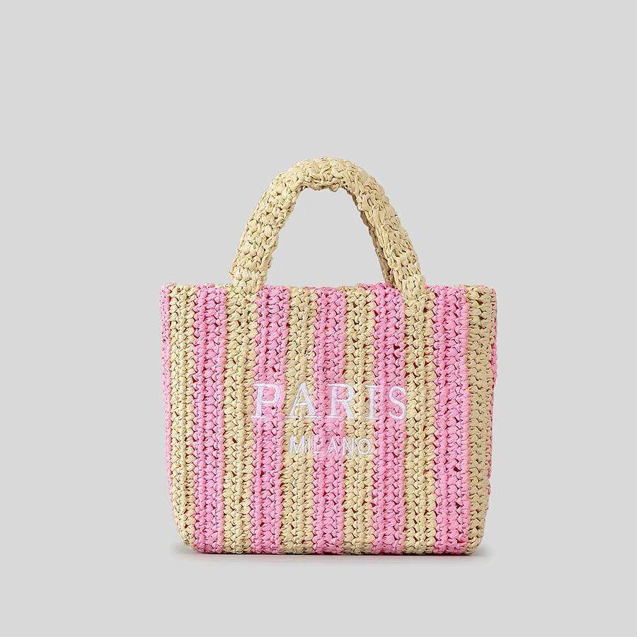 Woven Designer Bags For Women Handbags Summer Striped Straw Candy Color Travel Beach 2024 Handmade Paper Rope Tote Bag