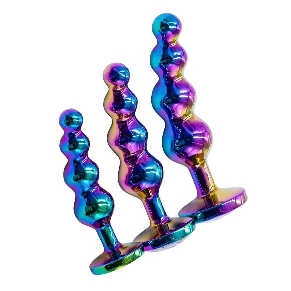 New Colorful Anal Plug Metal Anal Beads Butt Plug Metal Dildo G-spot Stimulating Prostate Massager Sex Toys for Men and Women W250624