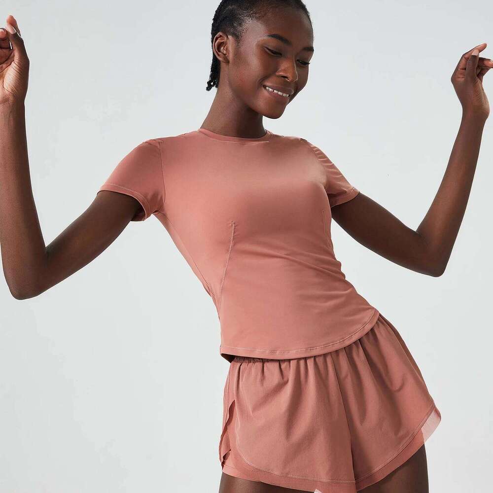 2025 Women's Yoga Chic Solid Color Short Sleeve T-Shirt Slim Fit Shirts Summer Streetwear Basic Crop Tops Gym Wear