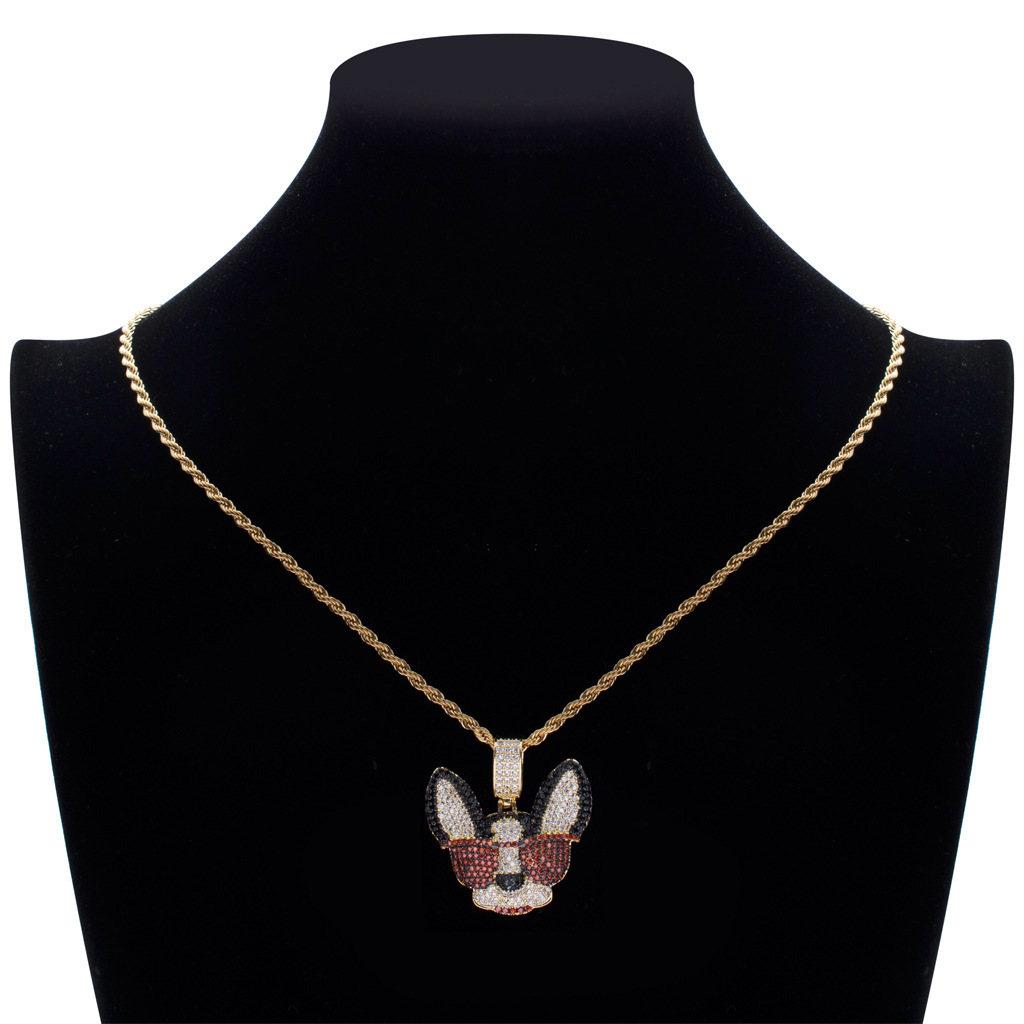 Luxury Moissanite Hip Hop Jewelry Chihuahua Dog Pendant with Sunglasses Creative Trendy Brand Cool Moissanite Accessory Pass the diamond tester