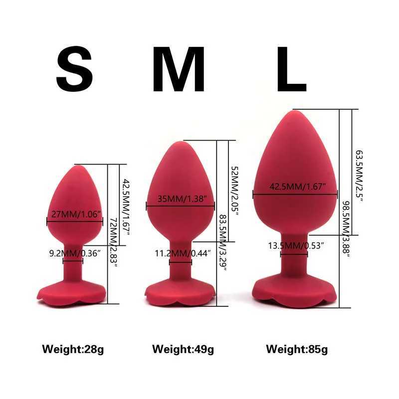 Rose Anal Plug 3 Size Silicone Butt Plugs Stimulator Anal Sex Toys Prostate Massager Anal Trainer Sex Toys for Men Women Couples W250624