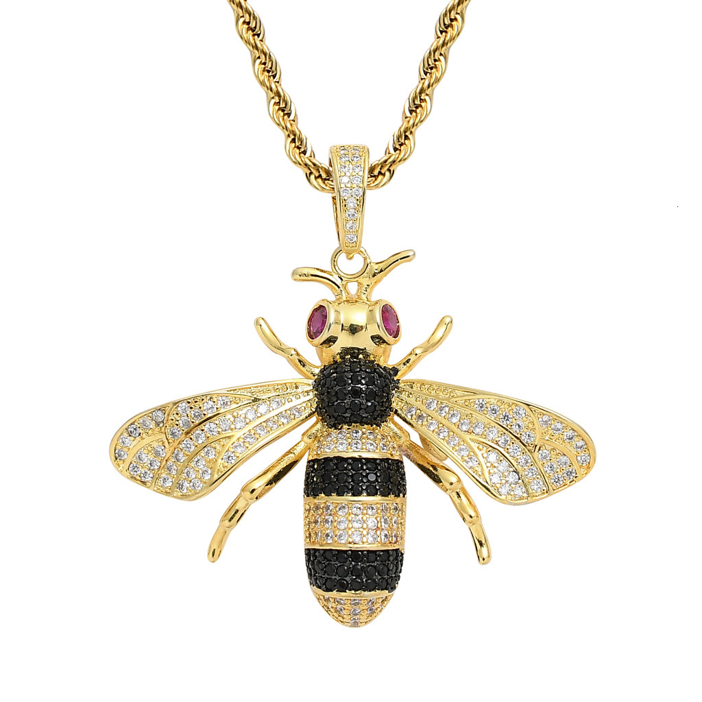 Luxury Moissanite Necklace Bee Hip Hop Pendant Iced Out Colorful Moissanite Streetwear Rap Club Style Hip Hop Accessory Pass the diamond tester