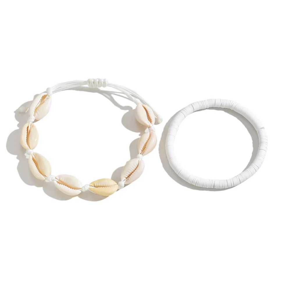 White Foot Chains 2pcs/Set Conch Shell Anklets For Women Beach Jewelry Creative Ocean Animal Ankle Bracelet Summer Accessories U250624