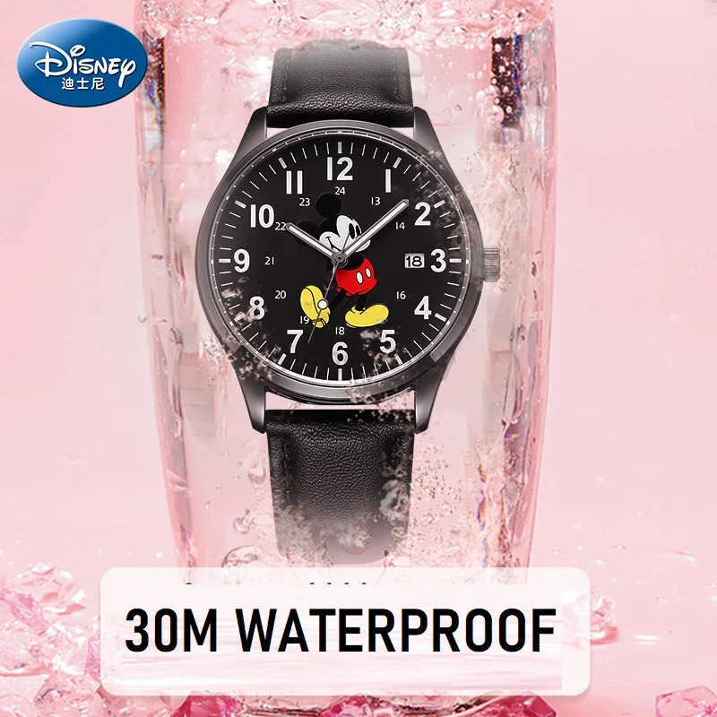 Disney For Women Men Unisex Watch Mickey Minnie Mouse Quartz Wristwatch Cartoon Dial Date Calendar Luminous Hand Youth New Clock Y250624