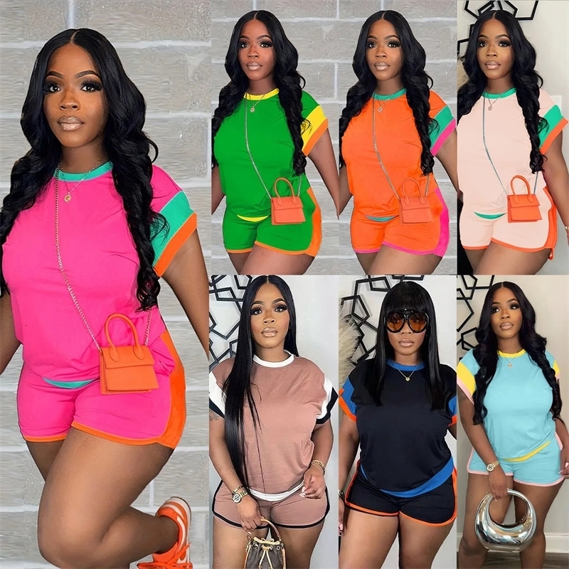 CasualsuitWomens Fashionable Versatile LooseFit Short Sleeve 2Piece Set Summer Arrival Multicolor Options 250609