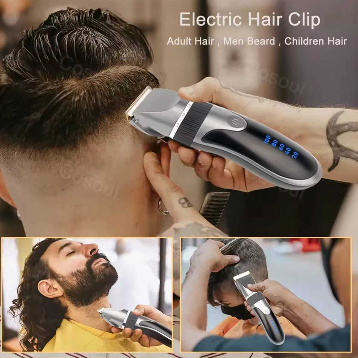 Hair Trimmer Clipper For Men Electric With Limit Comb Haircut Ceramic Blade Razor Barber 1200 mAh Lithium BatteryXJ250624