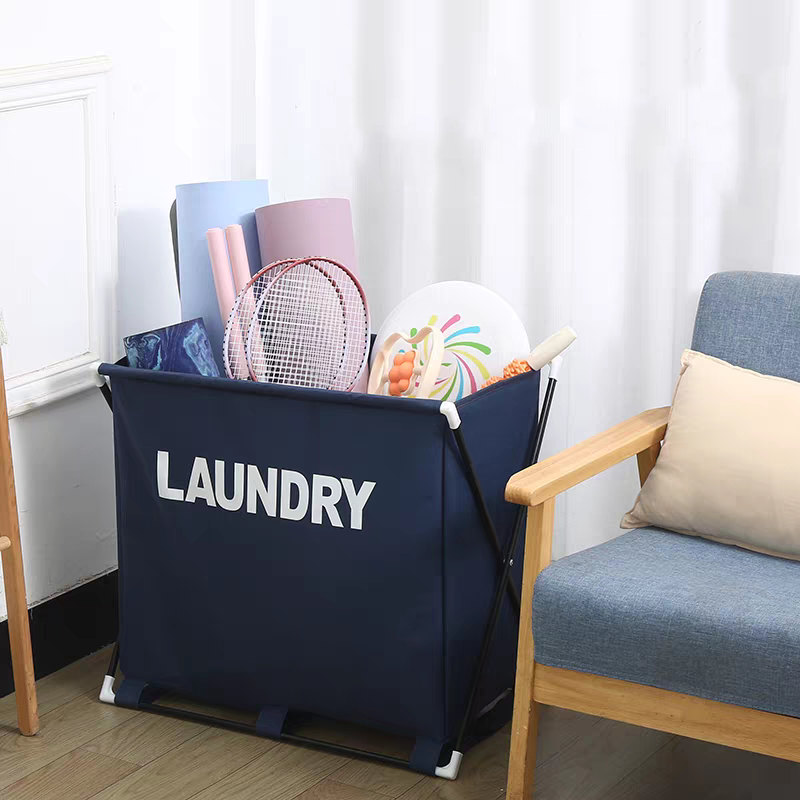 Large capacity three grid aluminum frame laundry basket foldable storage bag factory direct sales
