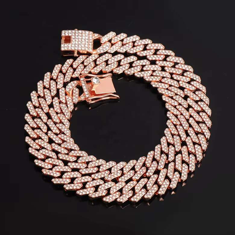 Luxury Minimalist Hip Hop Jewelry Iced Out Crystal Zircon 12mm Miami Cuban Link Chain Choker Necklace for Men