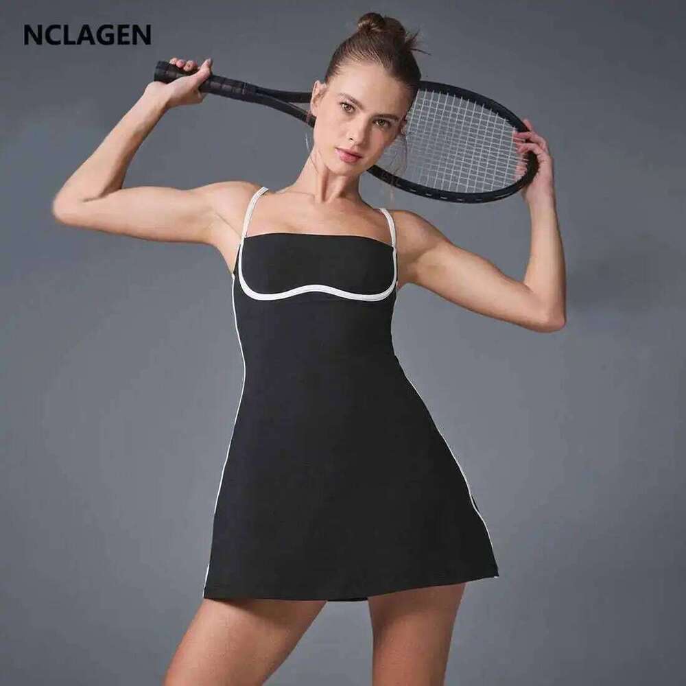 NCLAGEN Women's Tennis Dress With Built In Bra And Shorts Golf Skorts Sports Fiess Skirts Gym Workout Breathable Sportswear