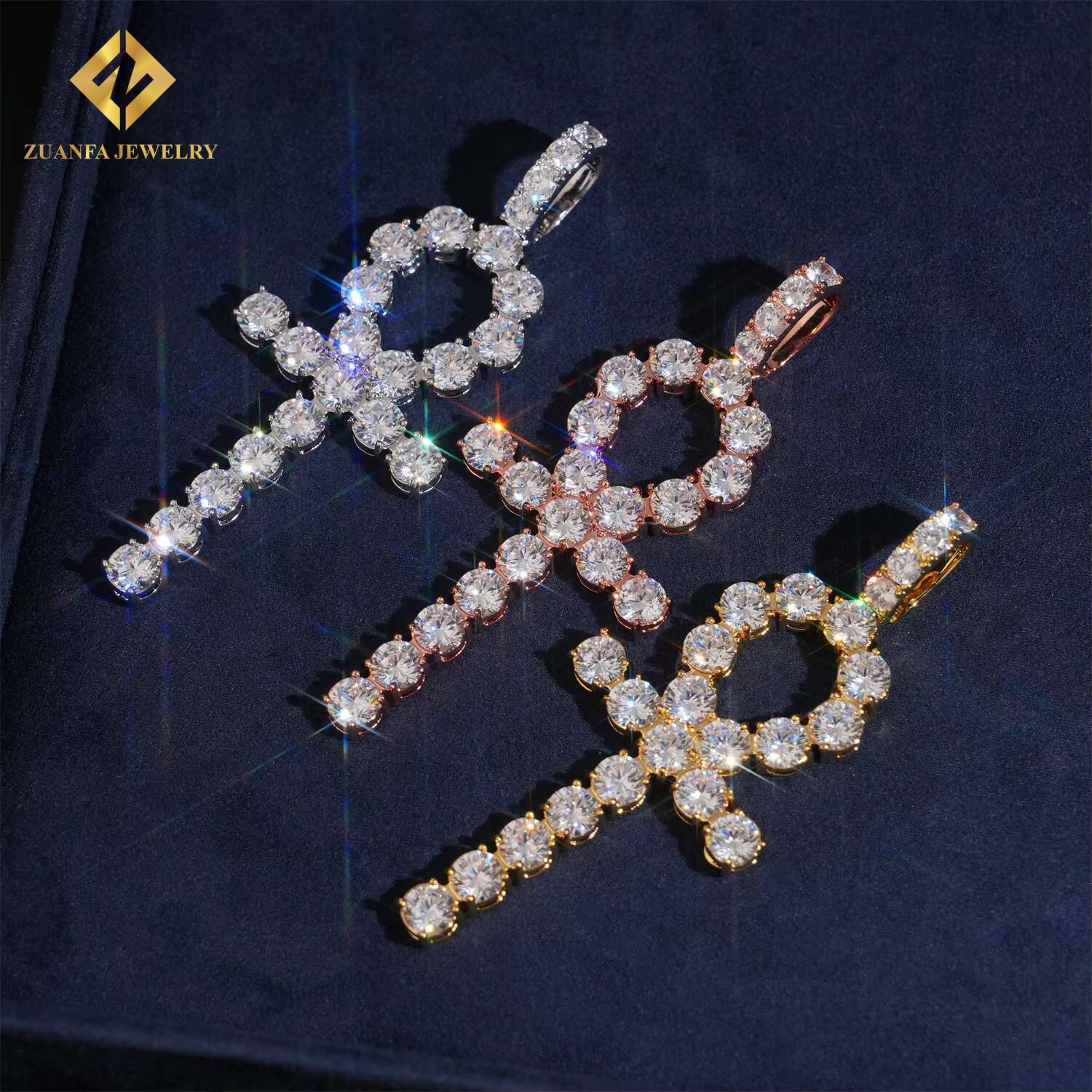 Hot Sale Hip Hop Jewelry Zircon Small Cross Pendant Men Women Iced Out Rose Gold Plated Rhodium Plated Gold Plated Pendant