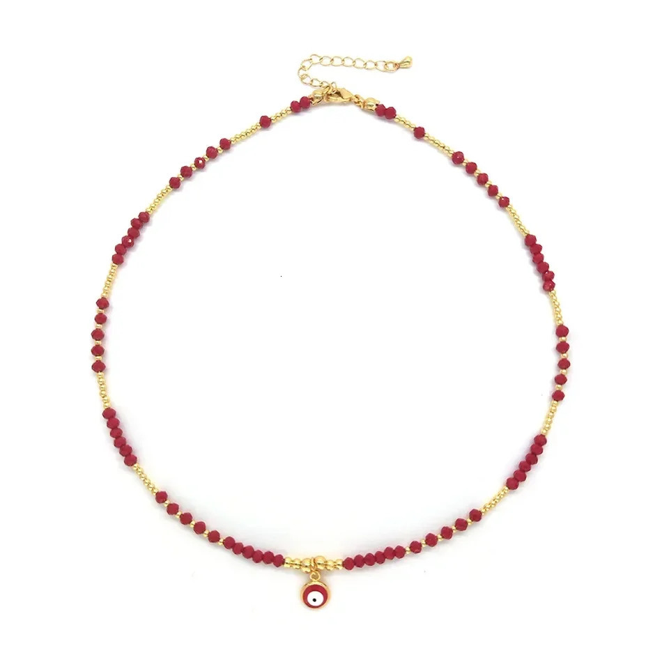 KKBEAD Zircon Star Red Heart Pendant Necklace Choker for Women Gift Jewelry Polymer Clay Disc Beads Necklaces Jewellery 250530