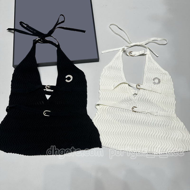 Designer Women Halter Tank Top Sexy y2k V Neck Singlet Knits Luxury Summer Beach Vacation Nigh Club Party Vest