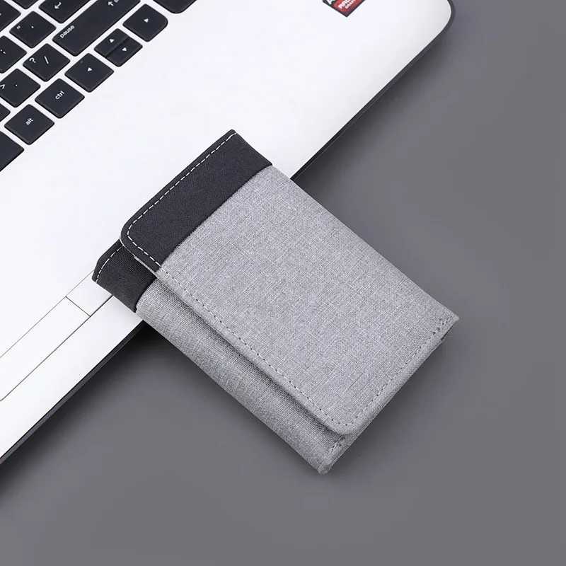 Mens Canvas Wallet 2024 New Man RFID Theft Protection Wallet Coin Purse Triple Folding Short Wallet Contrast WalletXJ250624