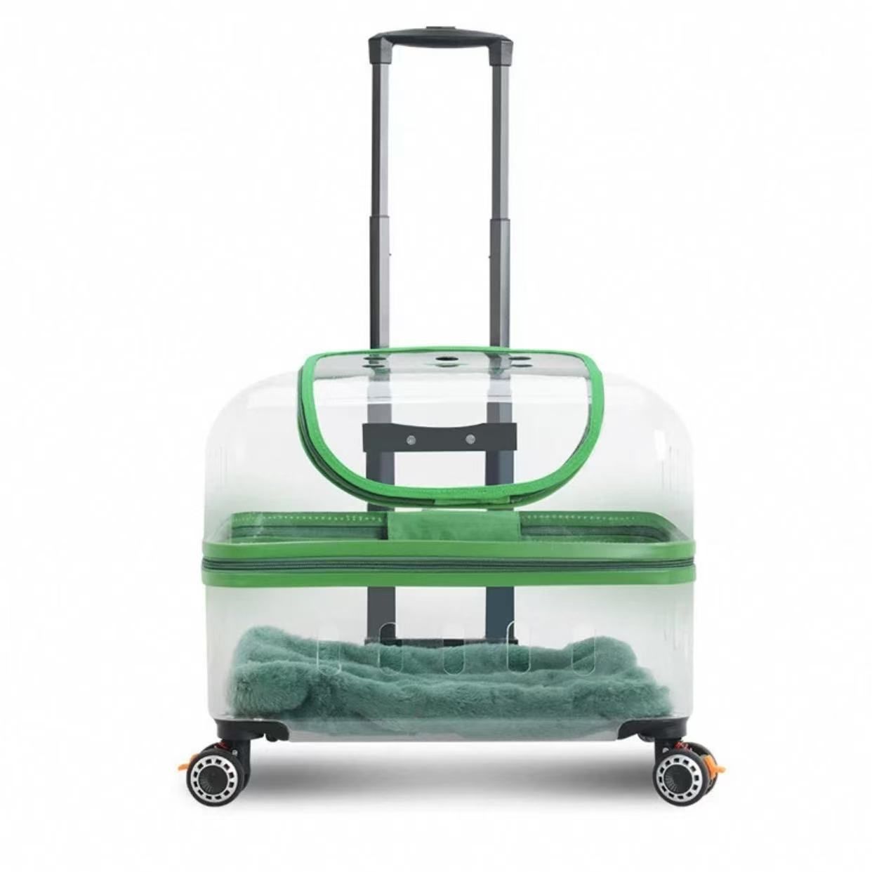 Leak-Proof Transparent Capsule Pet Carrier - Large Lightweight Trolley Suitcase for Outdoor Cats & Dogs