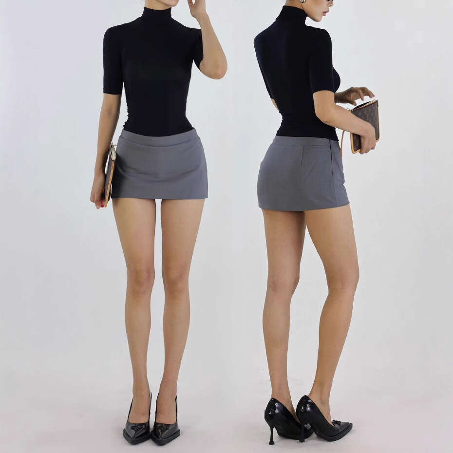 Tencel Lycra Skin-Friendly High Neck Regular Shoulder Five-Quarter Sleeve T-Shirt Slim Fit Thin Base Summer Top B5