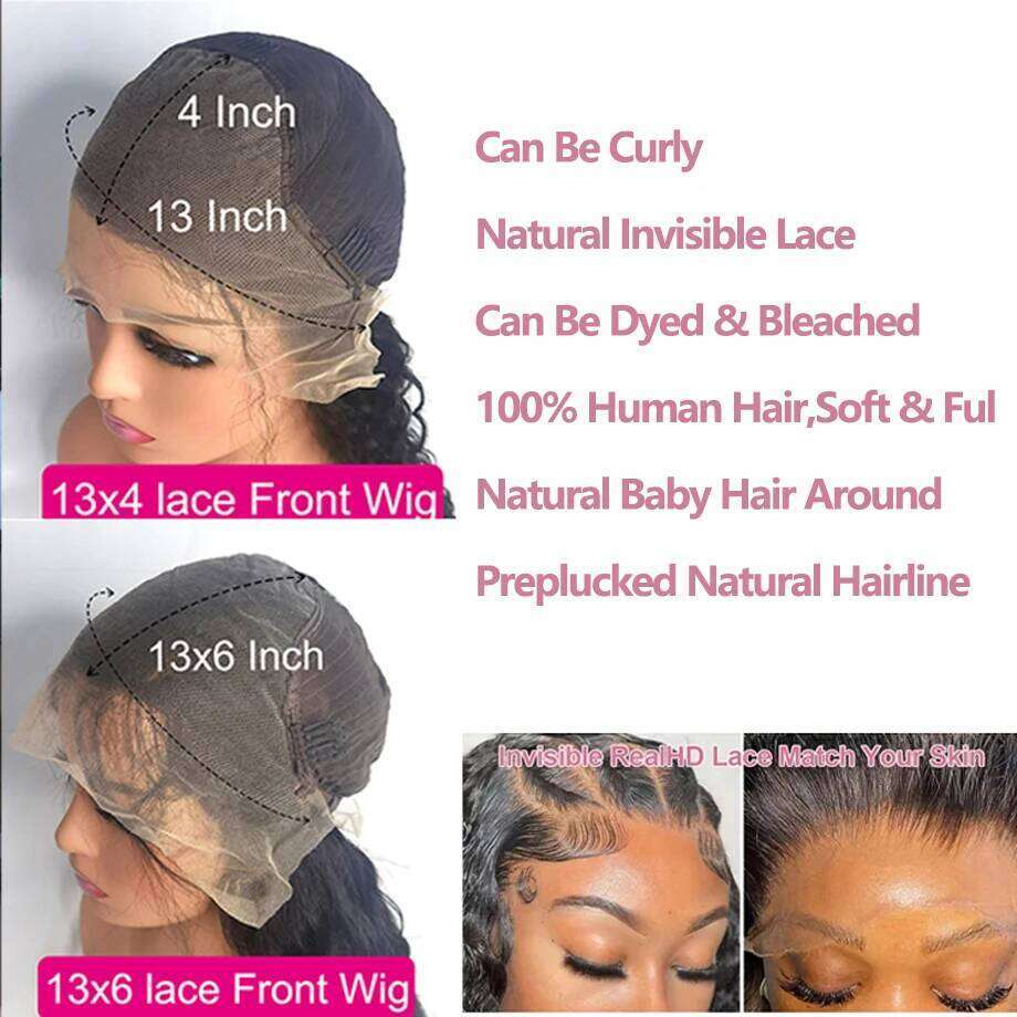 13x4 Bone Straight Brazilian HD Wigs 30 40 Inch 13x6 Lace Front Human Hair Wig 200 Density For Black Women