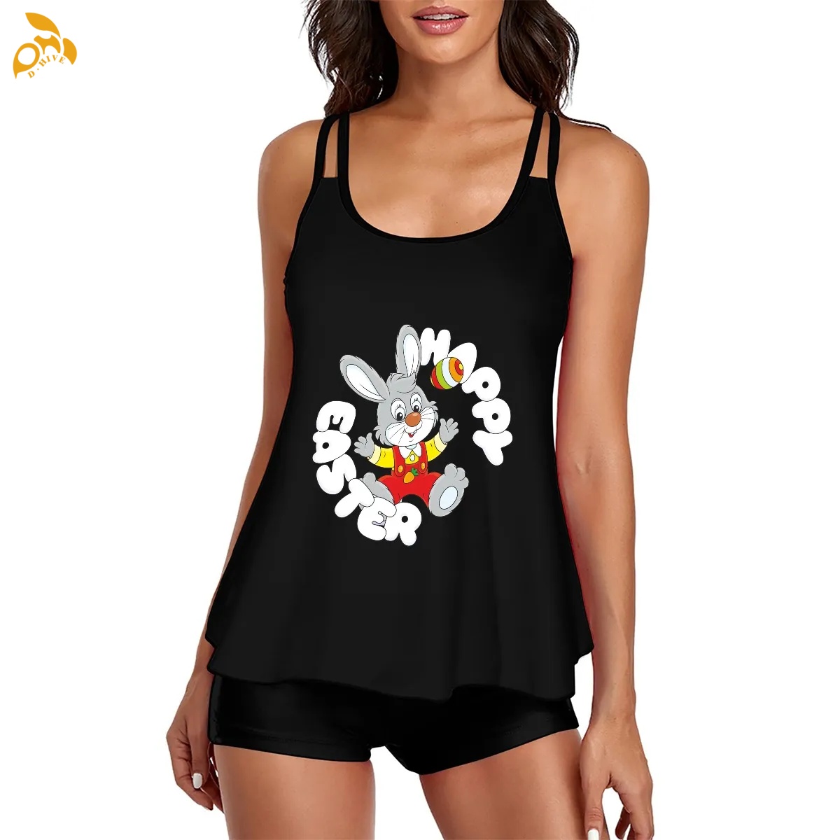 free shipping of customized Ladies' halter two-piece swimsuit set is suitable for 200GSM DTF with exquisite patterns from US