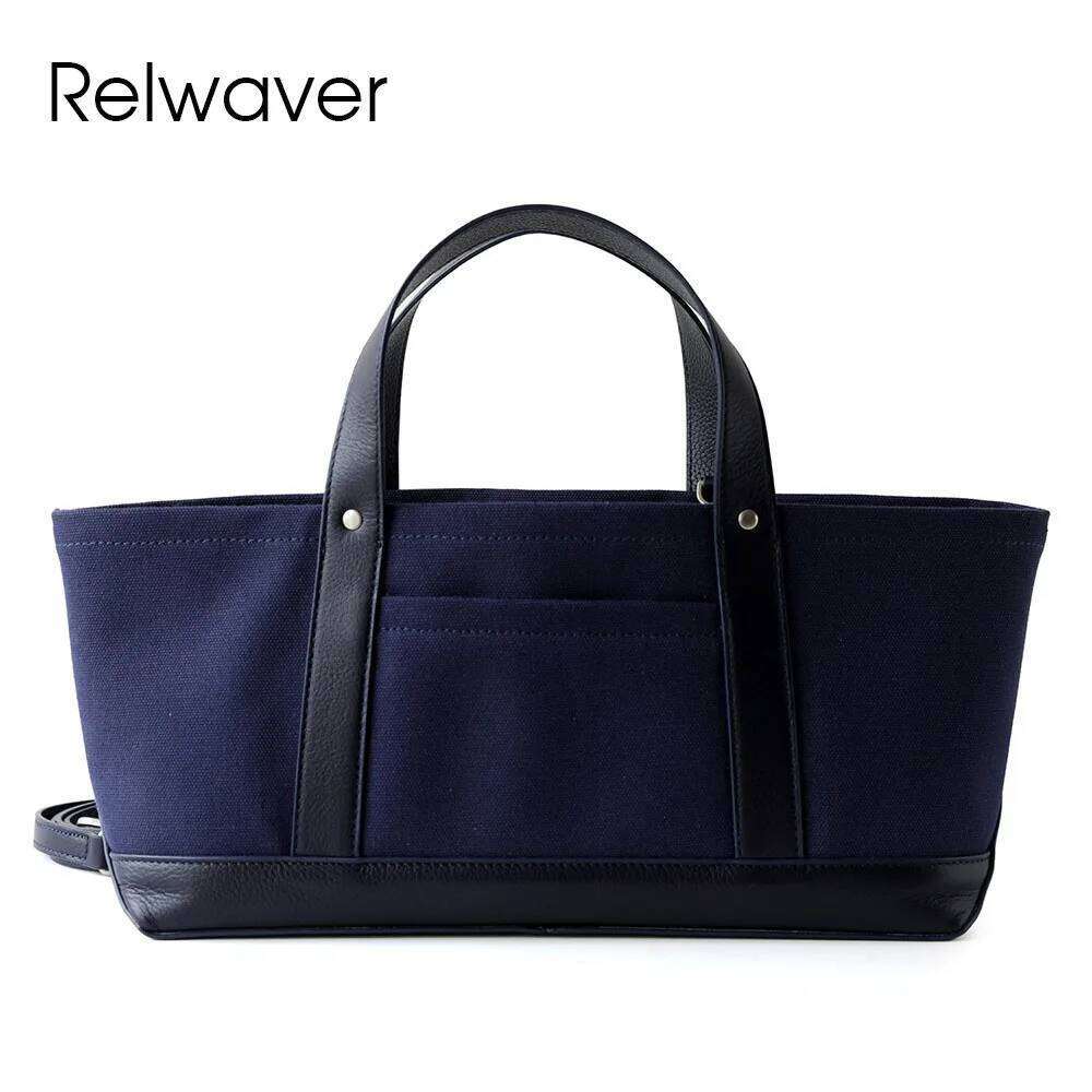 Luxury Designer bags Relwaver women tote genuine leather canvas commuting ladies hand 2025 autumn winter shoulder casual crossbody bag