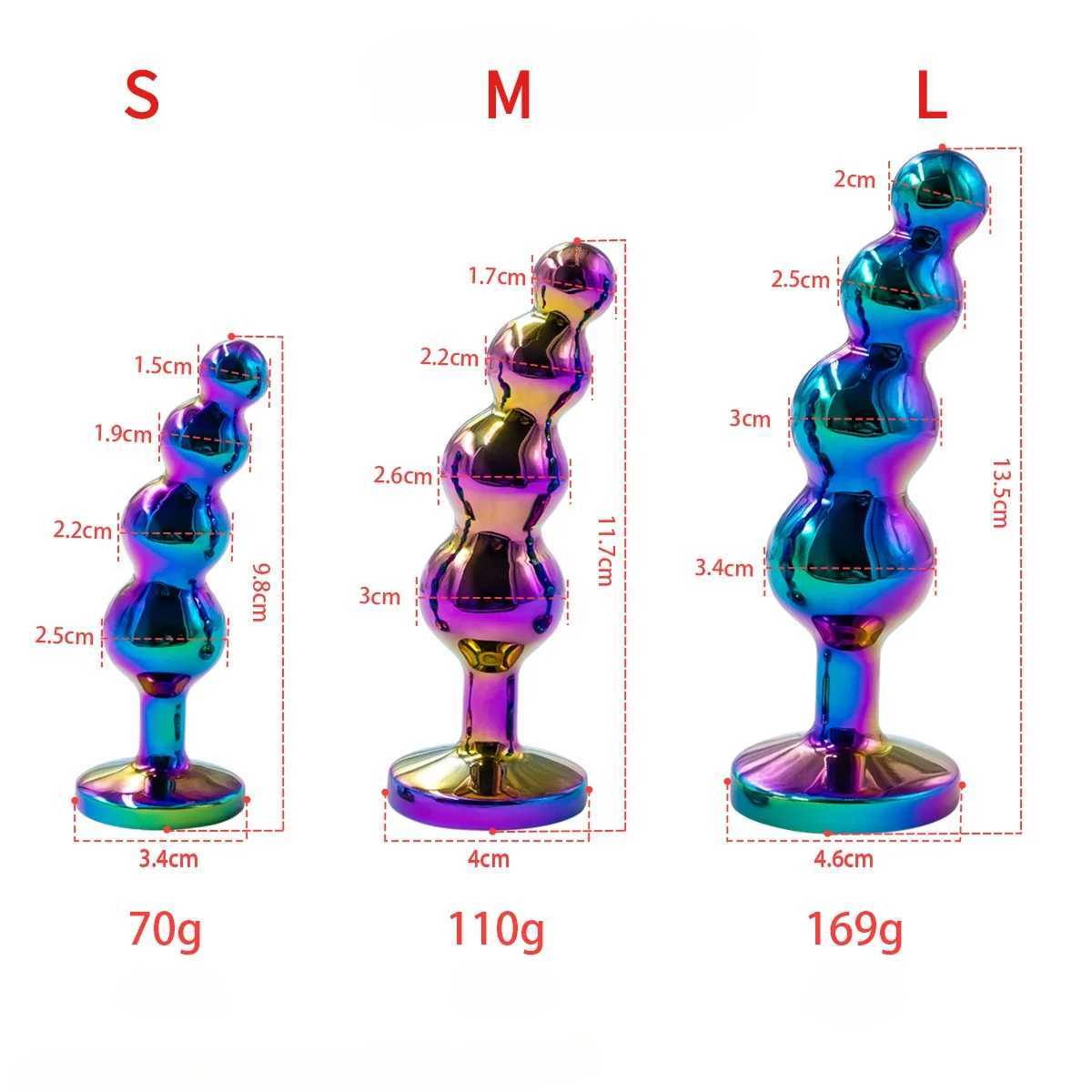 New Colorful Anal Plug Metal Anal Beads Butt Plug Metal Dildo G-spot Stimulating Prostate Massager Sex Toys for Men and Women W250624