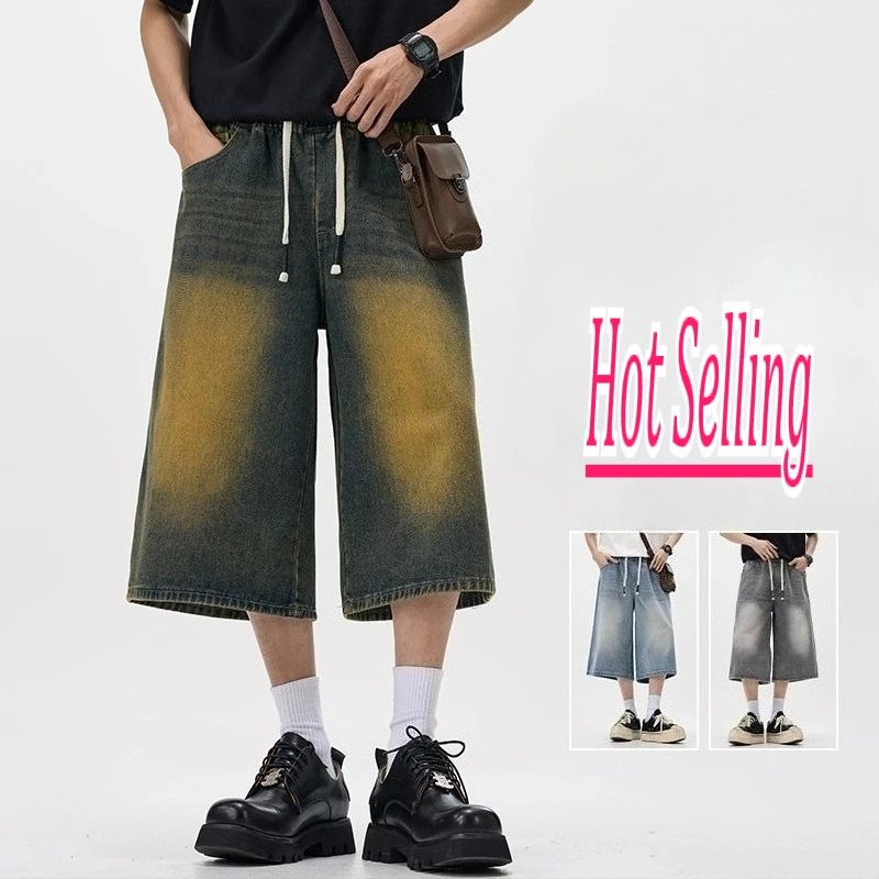 Summer Stretch Cargo Jean Bermuda Masculina Cotton Denim Jeans Men Knee Length Soft Ropa Hombre Shorts Overalls Cargo 250617