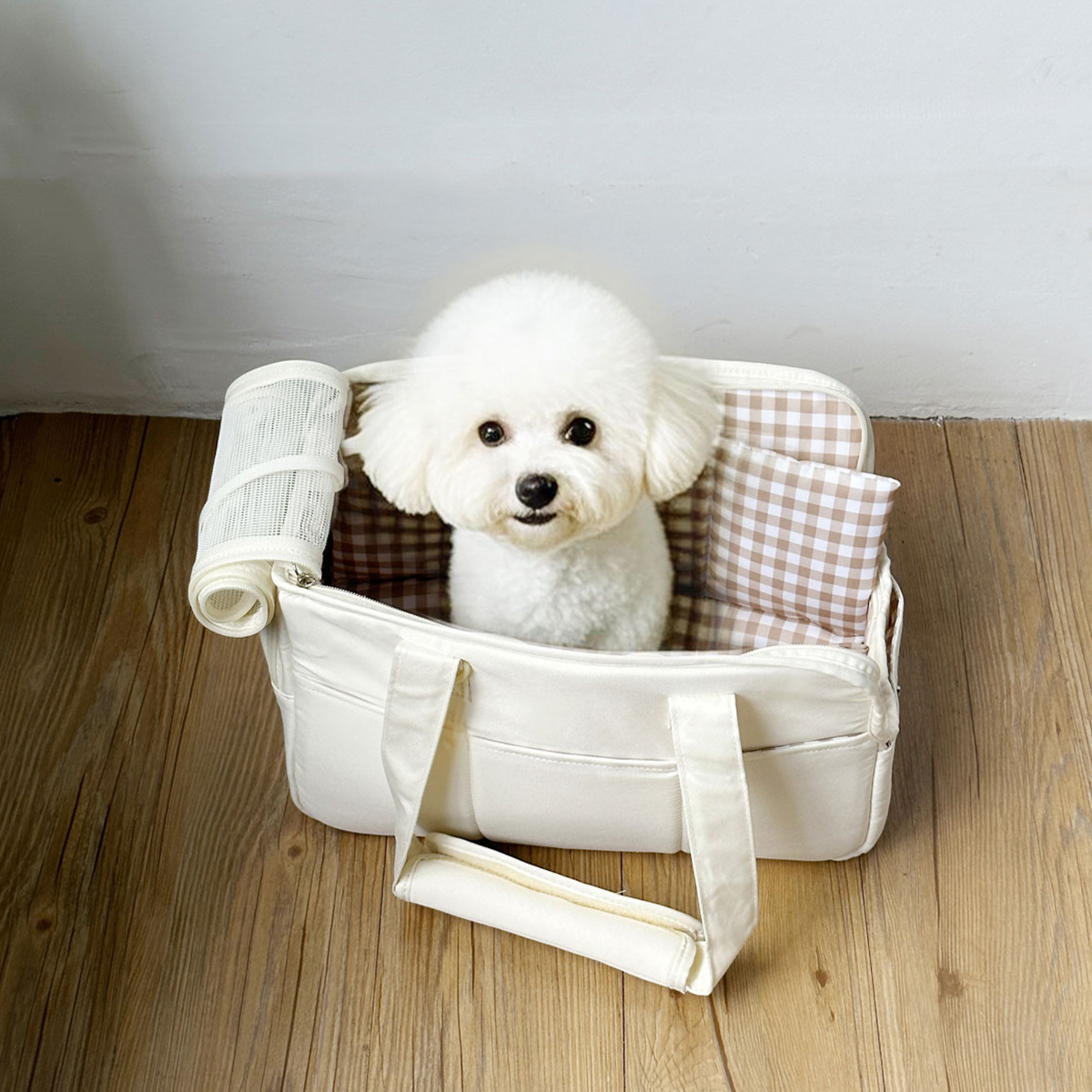 Large cat carrier, expandable top, soft side pet bag, suitable for large cat folding puppy travel bag, semi-open top cove