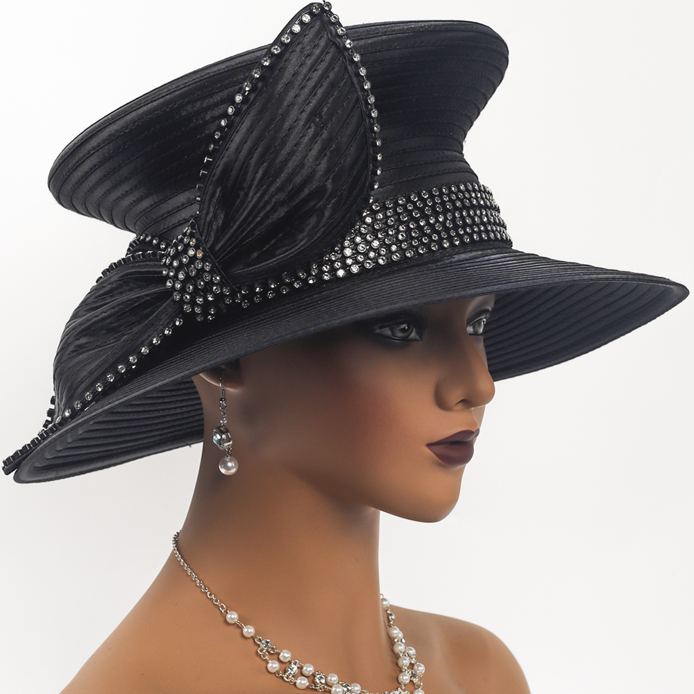 Elegant Lime Green Church Hat for Women - Wide Brim Satin Derby Hat with Crystal Trim for Wedding, Tea Party, and Sunday Service