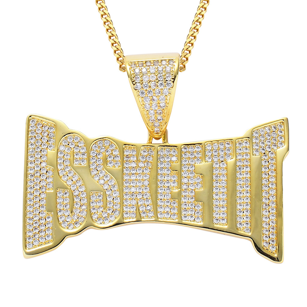 Luxury Moissanite Necklace Hip Hop Punk Men Letter Pendant Iced Out Trendy Brand Street Style Jewelry Pass the diamond tester