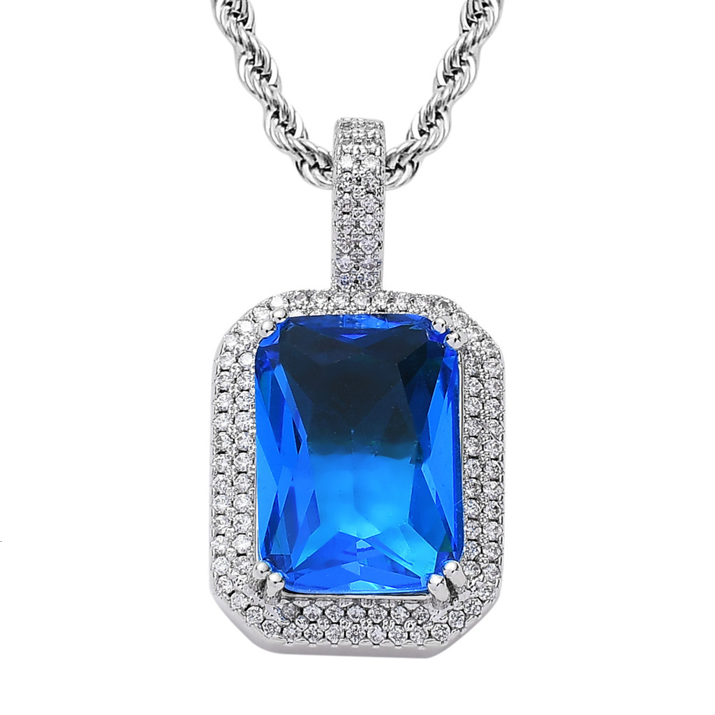 Luxury 18K Real Gold Plated Solid Square Colorful Iced Out Bling Hip Hop Unisex Statement Pendant Labubu Necklace Pass the diamond tester