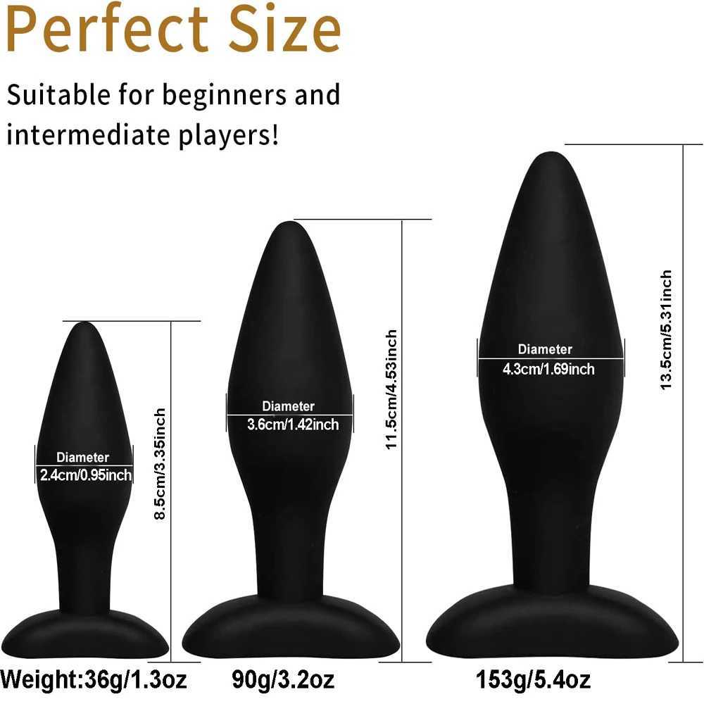 1/3pc Prostate Massager 3 Different Size Silicone Plugs Anal Butt Plug Anal Dilation Trainer Adult Games Sex Toys For Men Women W250624