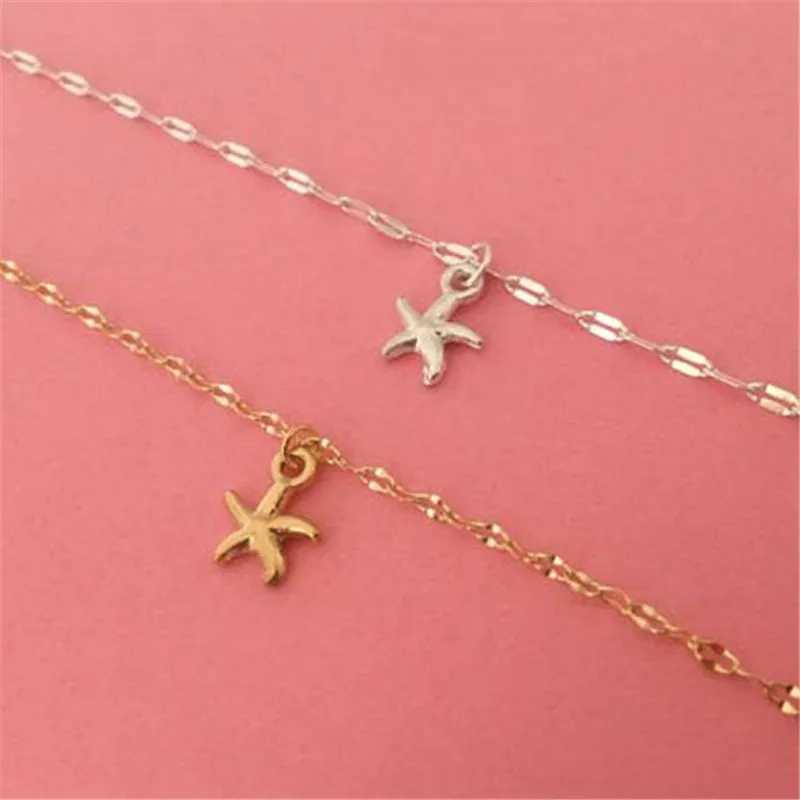 Trendy Summer Gold Color Starfish Chain Anklet For Woman Bohemian Vintage Sandy Beach Footwear Leg Bracelets Female Foot Jewelry U250624