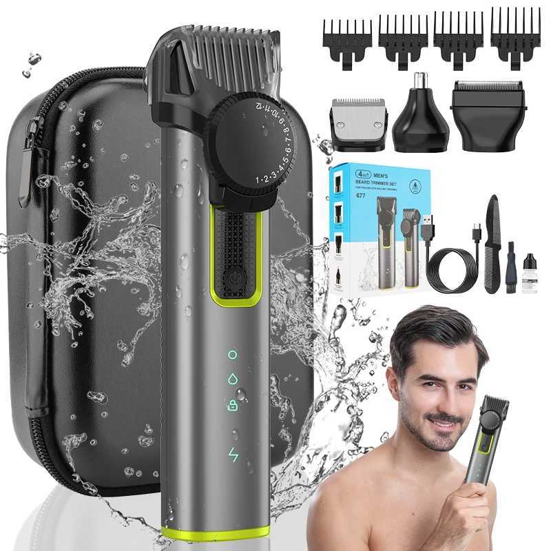 IRUIBEAUTY 4-in-1 Hair Trimmer Electric Hair Clipper IPX5 Waterproof Hair Cutting Machine Adjustable Shaver Nose Trimmer for Men XJ250624