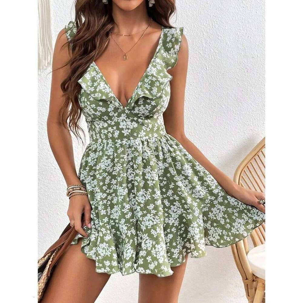 New beach 2025 summer vestidos para mujer fashion printing party vacation dress sexy mini dresses for woman