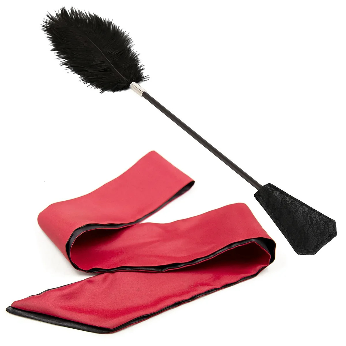 SM Adult Products Fun Blindfold Eye Mask Feather Racket Flirtatious Ostrich Feathers 2-piece Set Men Sex Toy 250624