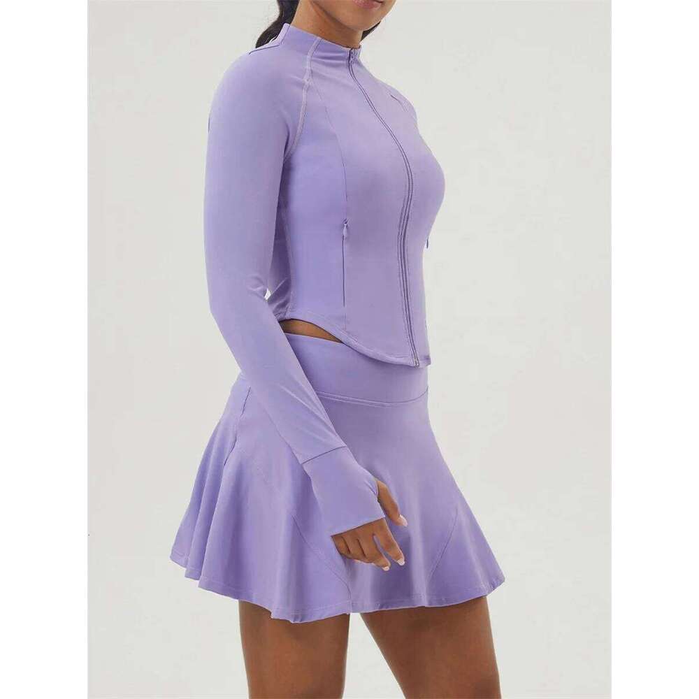 Yoga Sports Suit Tennis Skirt for Golf Pickleball Athletic Skorts Workout clothes long sleeve pocket zipper jacket Fiess Set