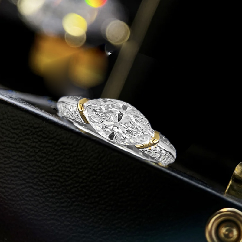 Choucong Sparkling Gorgeous Wedding Rings Deluxe Jewelry Genuine 100% S925 Sterling Silver Marquise Cut White Moissanite Diamond Pary Elegant Women Br