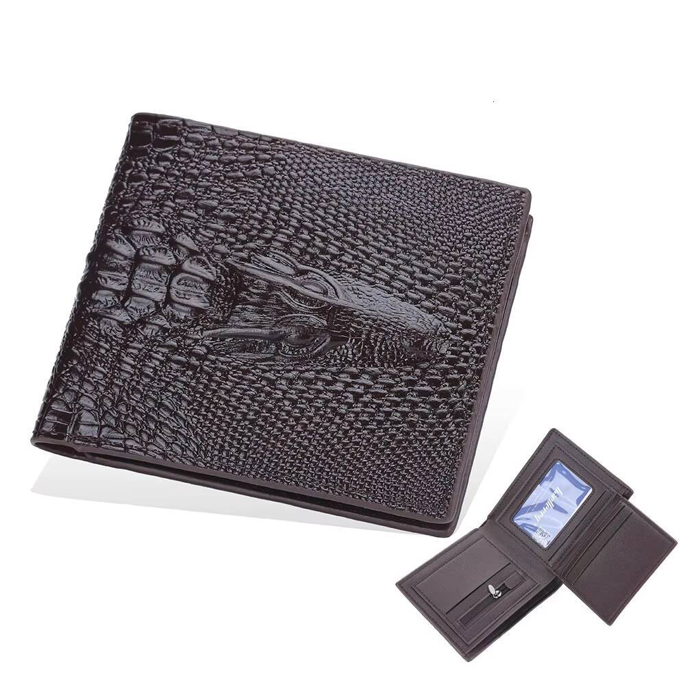 Short Men Wallets Zipper Coin Pocket Crocodile Pattern Men's Wallet Luxury Card Holder PU Leather Classic Male Purse ddmynov