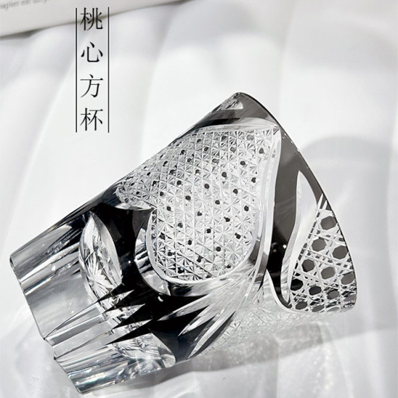 Square double cup lead glass with high aesthetic value, high-end water cup, whiskey and foreign wine glass, fashionable