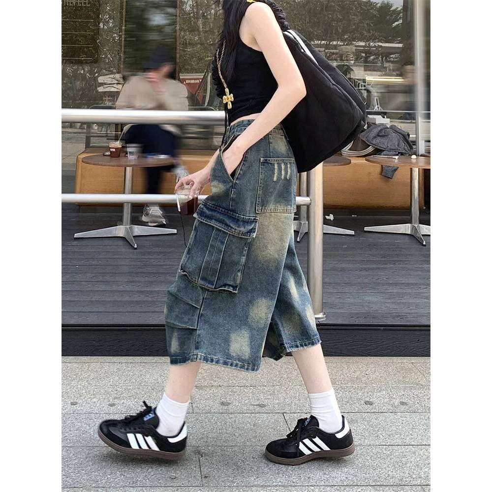 2025 designer jeans women y2k street clothing Korean calf trousers shorts 2000s jeans street fashion jeans straight jeans autumn jeans
