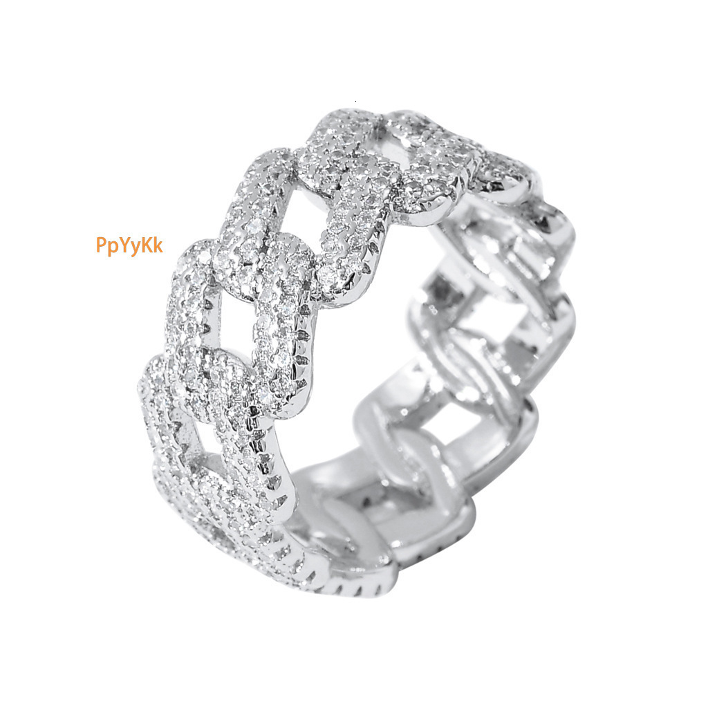 Hip Hop Cuban Chain Ring Bling Bling Couple Rings Trendy Luxury Moissanite Iced Out Rings Pass the Diamond Tester