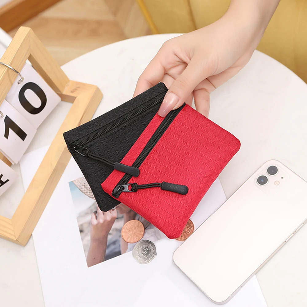 2024 New Short Wallet Pouch Bag Mini Purse Coin Bag Card Holder Zipper Waterproof PU Solid With Keyring Handbag Coin Purses R250624