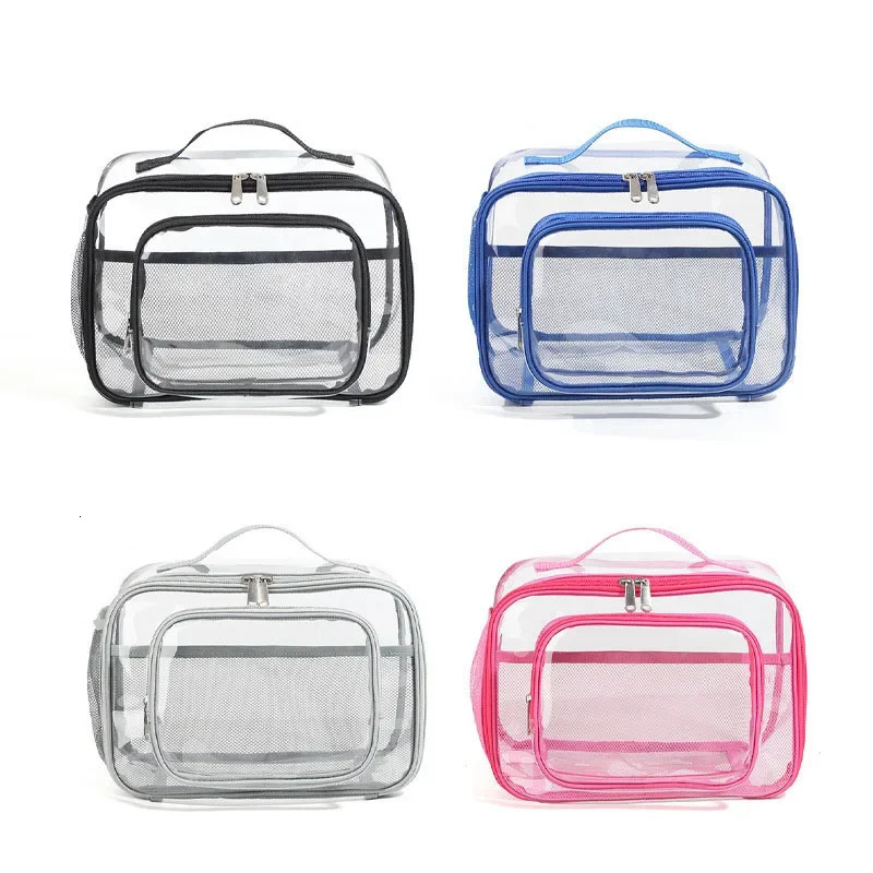 PVC Womens Bags Lunch Bag Portable Picnic Waterproof Travel Wash Pack Transparent Shoulder Crossbody Handbag for Women 250624