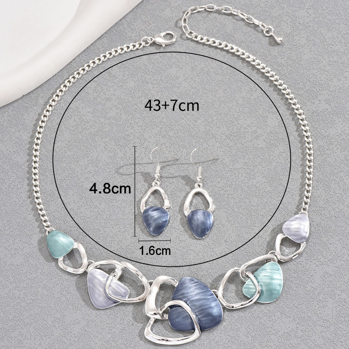Hot Selling New Round Oil Drip Necklace And Earring Set High-End Sense Stud Earrings Irregular Design Clavicle Chain