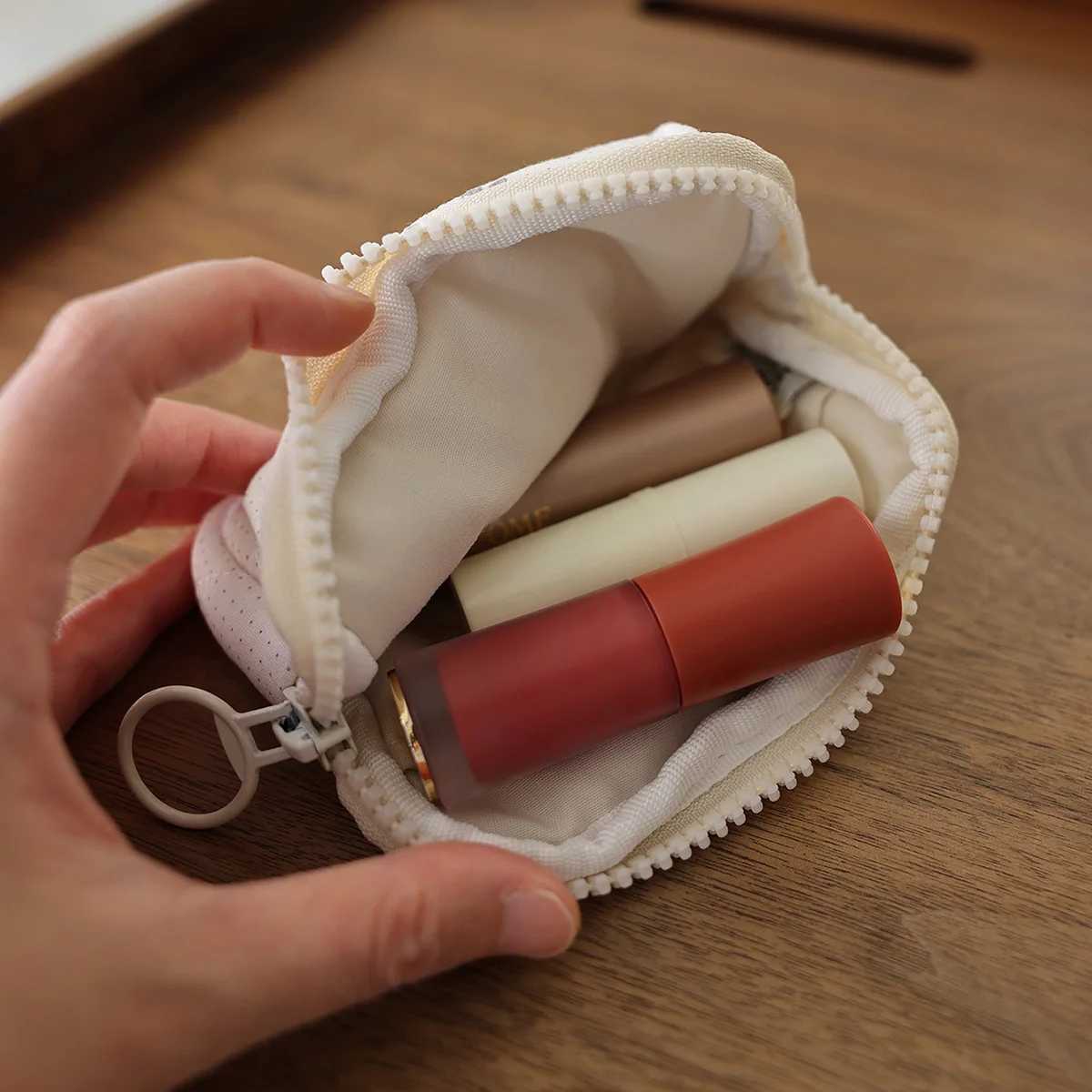 Lightweight multifunctional small bag polka dot floral sweet fabric card holder cherry print jewelry storage bag card wallet XJ250624