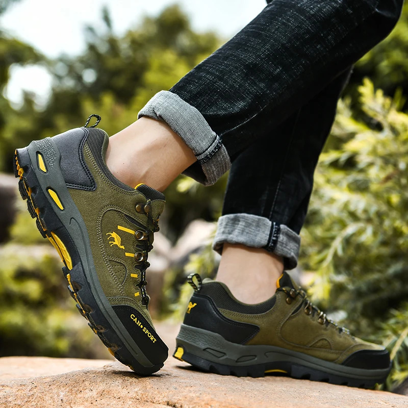 Green Men Hiking Shoes Platform AntiSlip Mens Trekking Sneakers Outdoor Mountaineering Climbing Man Walking 250624