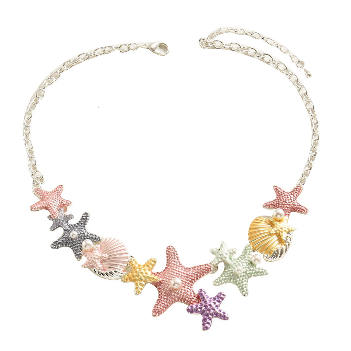 Star Shell Long For Women High-End Pearl Inlaid Oil Drip Clarbone Chain Necklace